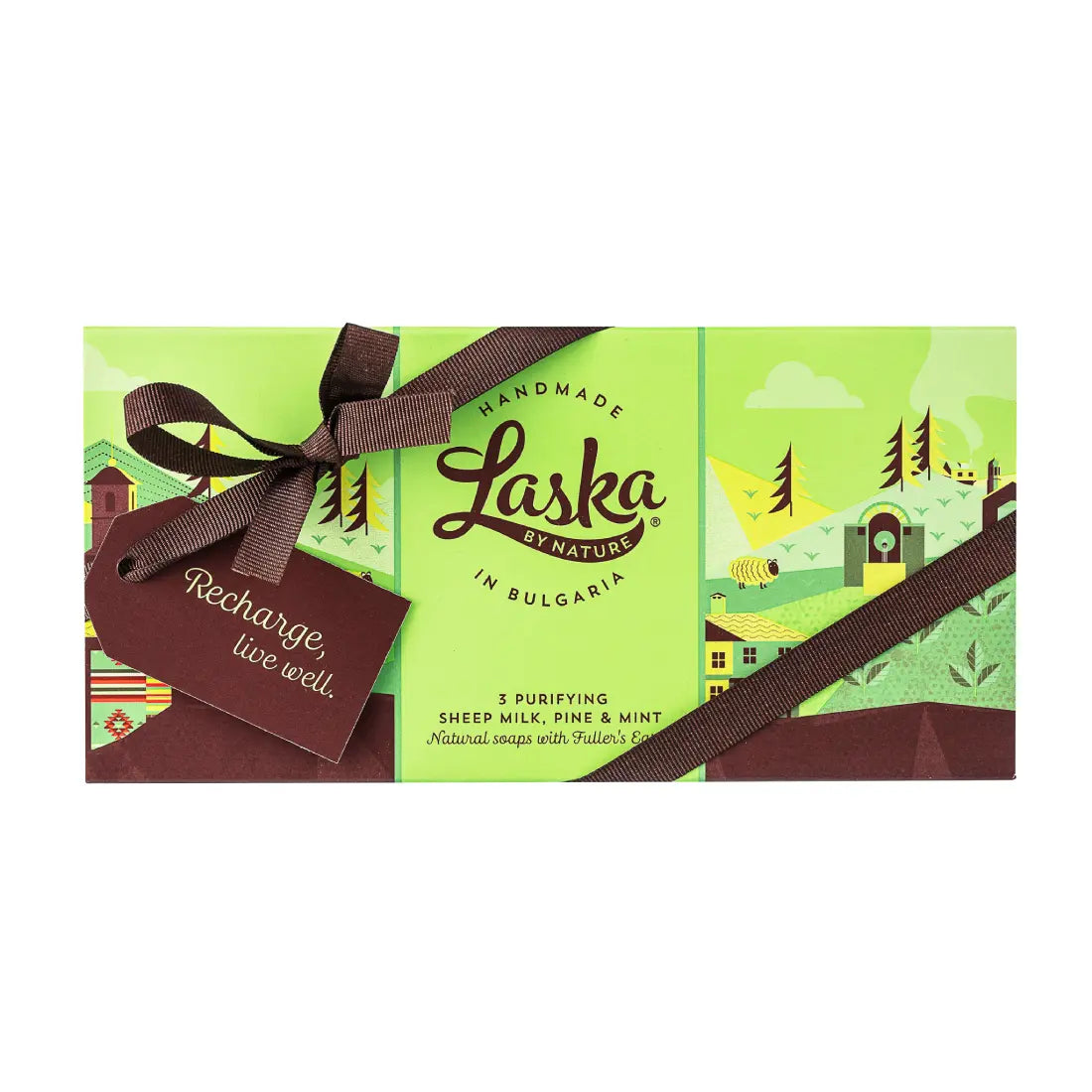The gift trio: Bulgarian sheep-milk, pine & mint soap with Fuller's Earth