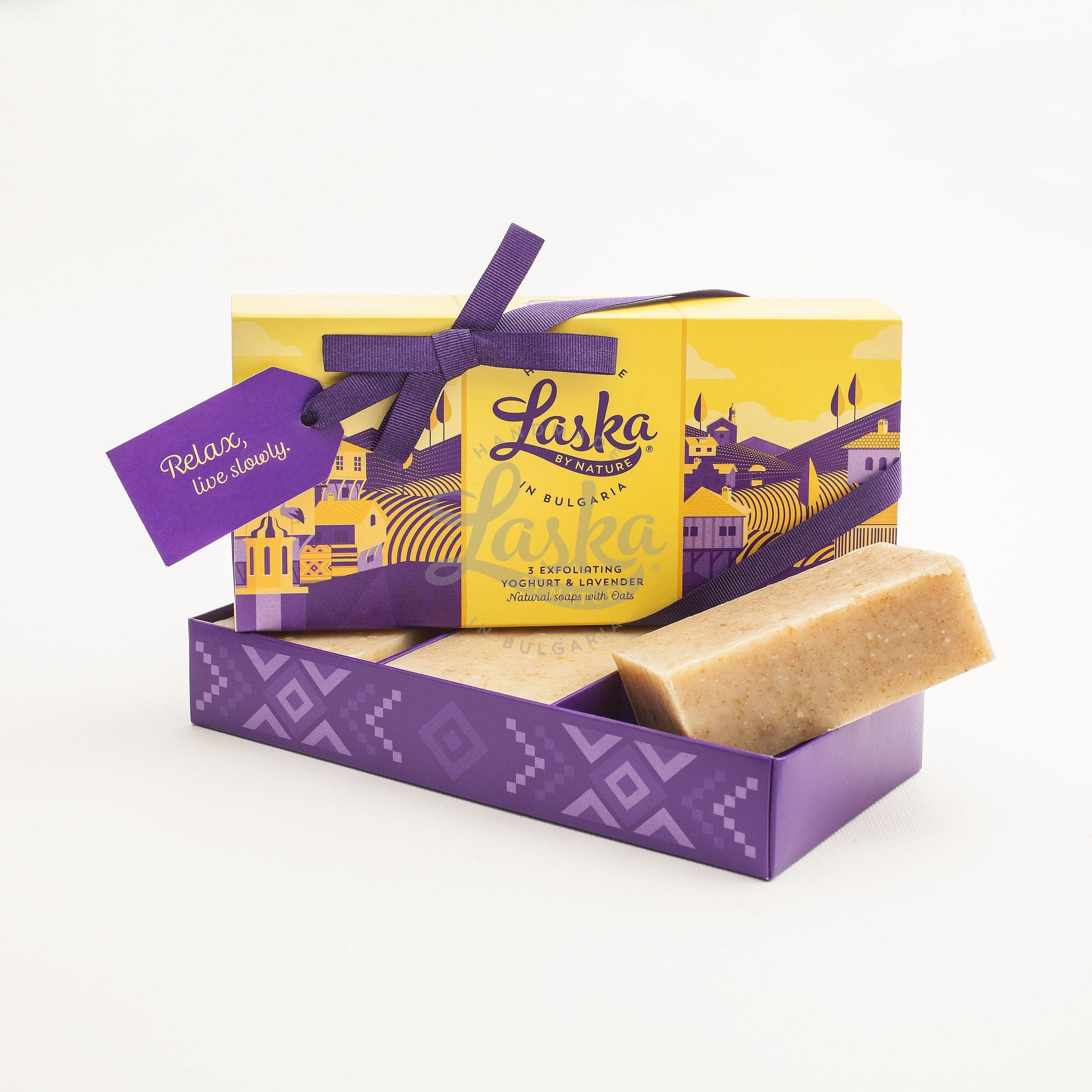 The gift trio: Bulgarian yoghurt & lavender soap with oats-Gift natural soap-Laska by nature